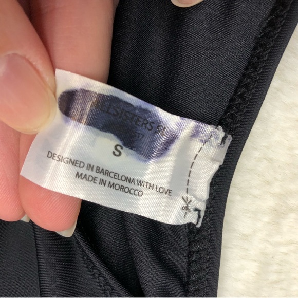 Nwot all sisters asymmetrical swim top one shoulder black cutout crop bikini - Picture 3 of 5